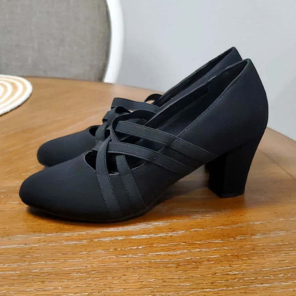 Marbella Charlotte Women SZ 9.5W Black Strappy 3inch Heels